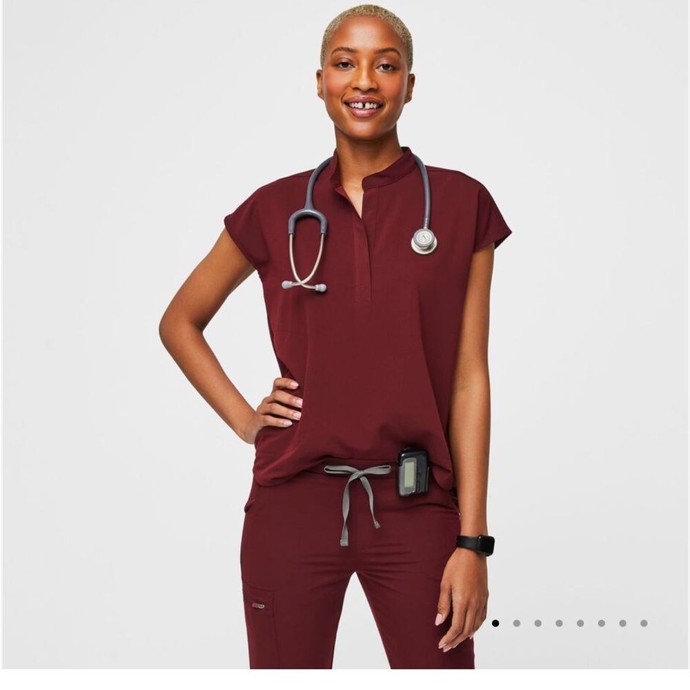 Figs Burgundy Rafaela Scrub Top